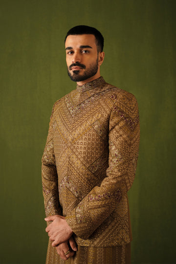 Brown Bandhgala With Kurta Set Online